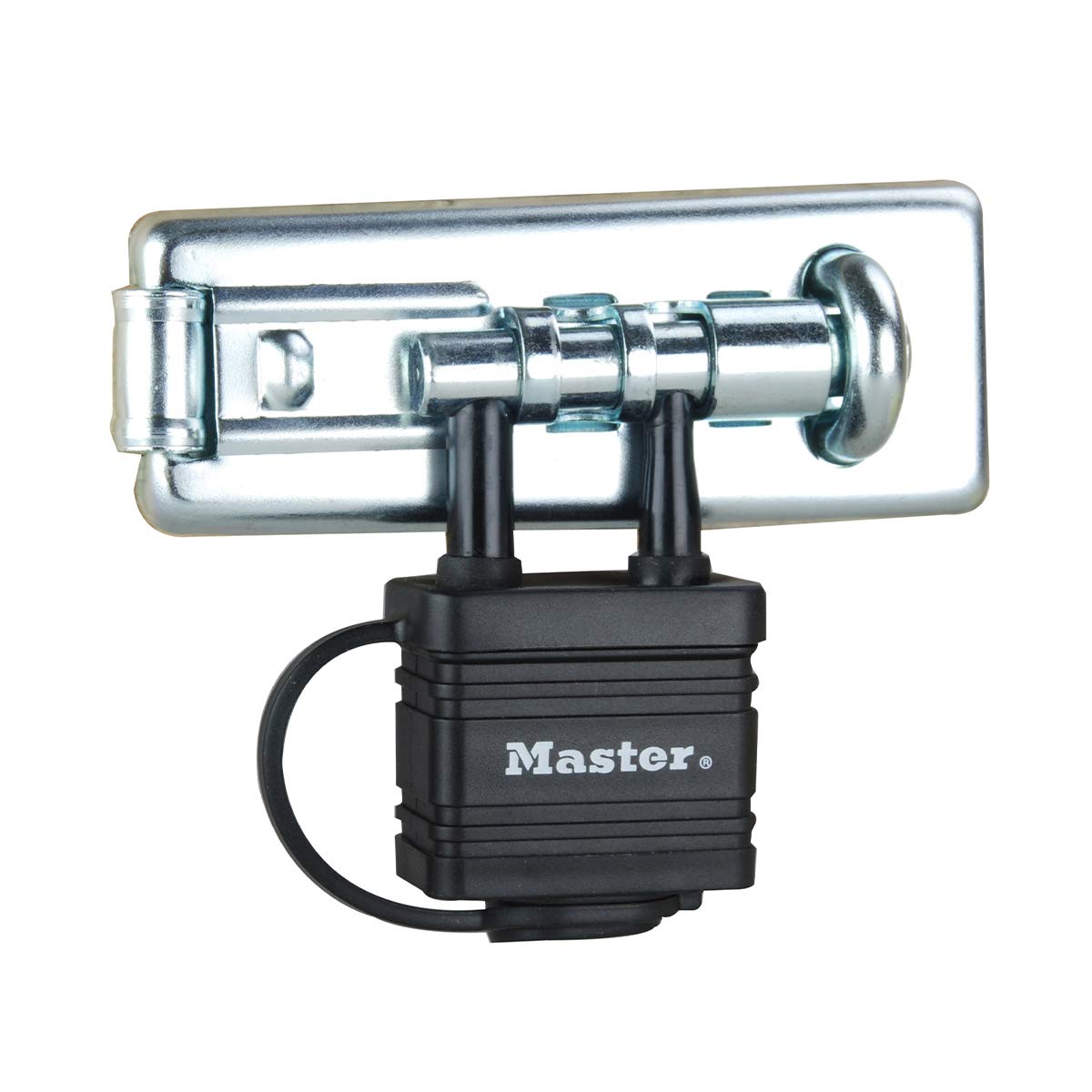 Master Lock 471EURD Pack Including Door Hasp and Outdoor Keyed Padlock