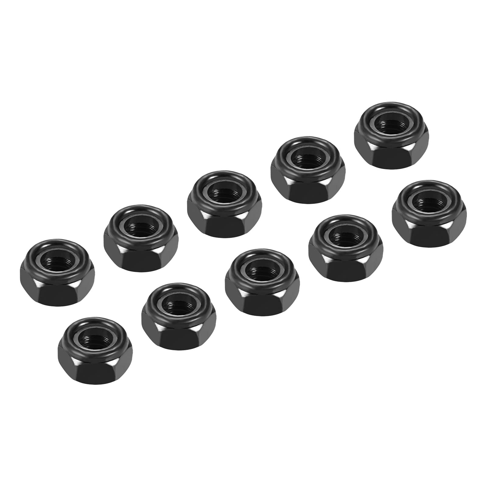 METALLIXITY Hex Lock Nut Fasteners(M10x1.5mm) 10Pcs, Carbon Steel Zinc Plated Nylon Inserted Self-Lock Nuts - for Car Garage Ship Mechanical Equipment, Black
