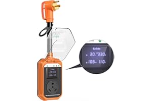 EyGde Smart 50 Amp to 30 Amp RV Adapter with Surge Protector Waterproof Real Time Monitor(Amps,Watts,Volts) - LED Digital Display RV Circuit Analyzer Voltage Protection for RV Camper Trailer, Orange