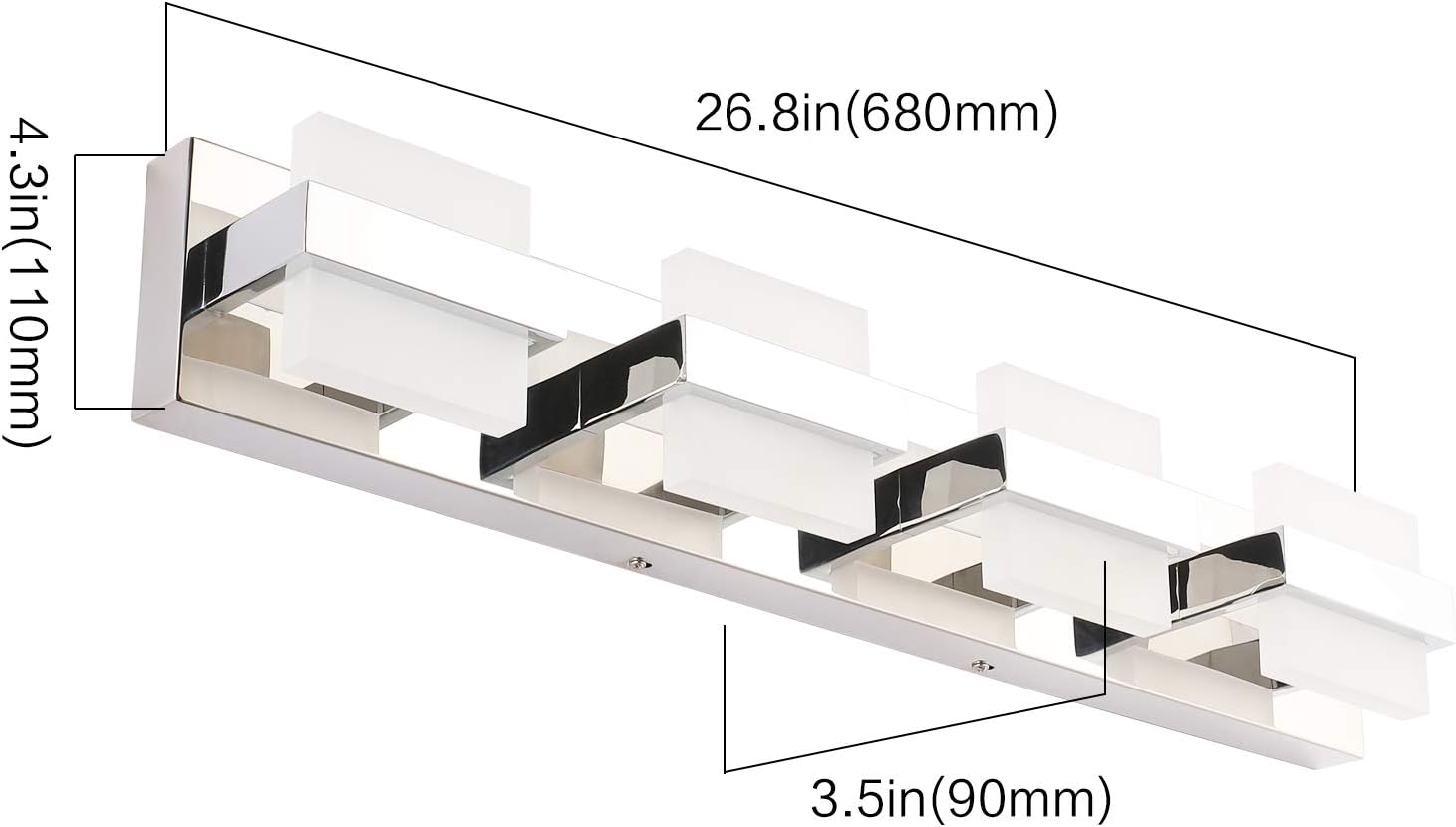 SOLFART Modern 4 Lights LED Vanity Lights for Bathroom Wall Light Fixture Over Mirror - - 