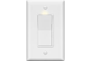 LIDER Dimmer Paddle Switch for Dimmable 300W LED/CFL Lights, 1-Pole or 3-Way, 120 V, Modern Upgrade, UL Listed, Wall Plate Included, White
