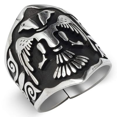 Men's Double Headed Eagle Archer Thumb Ring – Solid 925 Sterling Silver, Made In Turkey
