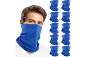 SUNLAND 10 Pack Neck Gaiter Bandana UV Dust Protection Face Covering Elastic Face Scarf