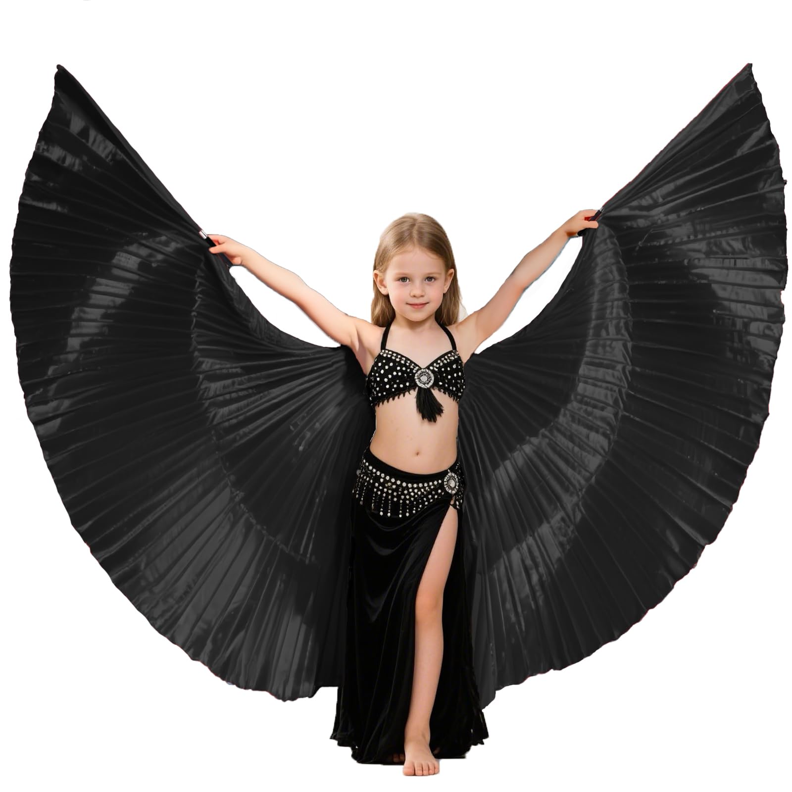 Photo 1 of *Missing Parts*
Tefrica Women's Professional Belly Dance Wings with Sticks Halloween Carnival Performance Accessories (Black, Kids)