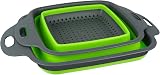 AUAUY Collapsible Colander Set 2Pcs Square Silicone with Handles Gray Green view 9