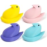 DAZONGE Easter Decor Peep Chick Figurines, Set of 4 Colorful Easter Decorations for Home, Spring Chick Figurines for Tiered T