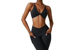 ABOCIW Workout Sets for Women Twist Front Halter Sports Bras High Waist Legging 2 Piece Exercise Gym Yoga Outfit