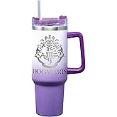 Spoontiques Etched Harry Potter Stainless Steel Travel Mug, 40oz - Double Wall Insulation, Sturdy Handle, Sliding Lock Travel Lid - Hogwarts