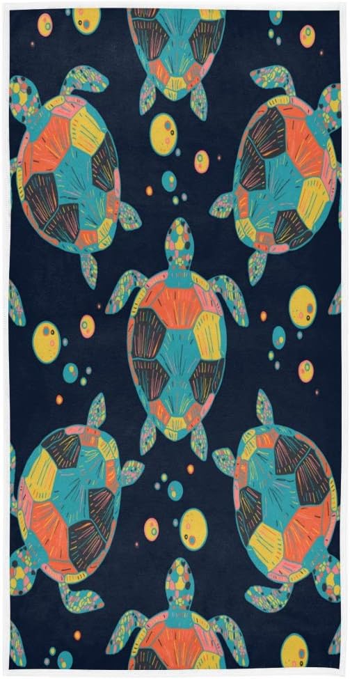 BKEOY Bath Towel Tropical Sea Turtle Watercolor Hand Towel Beach Towels