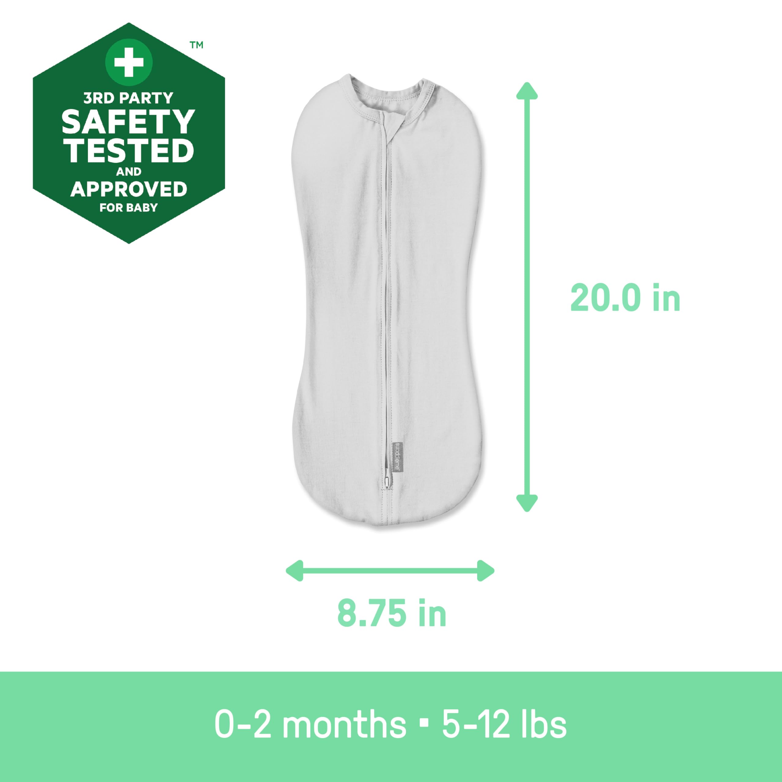 SwaddleMe by Ingenuity Compression Baby Swaddle Pod, Two-Way Zipper for Easy Diaper Changes, Improves Sleep & Calms Startle Reflex, 0-2 Months, 1.0 TOG, 1-Pack - Flower Confetti