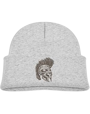 Kids Funny Ancient Spartan Helmet Warrior Graphic Casual Flexible Winter Knit Hats/Ski Cap/Beanie/Skully Hat Cap