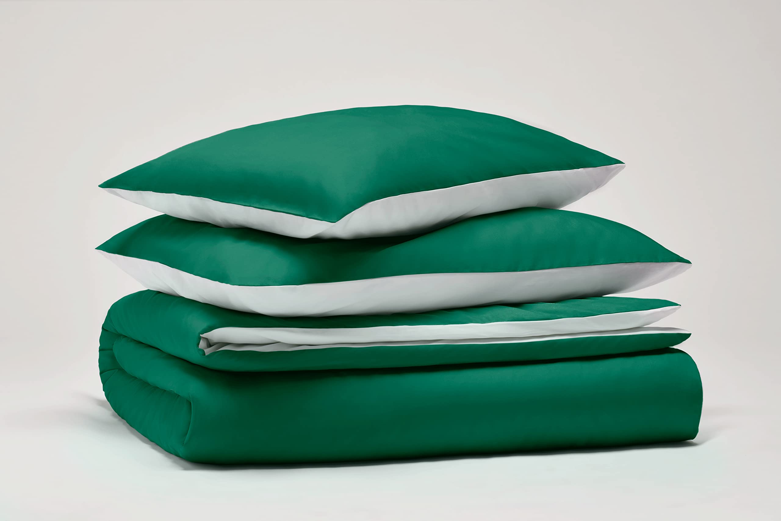 Pantone™ Double Duvet Cover Set 255 x 200 cm 100% Cotton Percale 200 Thread Count Double Sided Green White