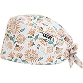 Scrub Caps Women, Double-Sided Printed Adjustable Women's Surgical Cap with Buttons, Breathable Design for Nurses and Doctors