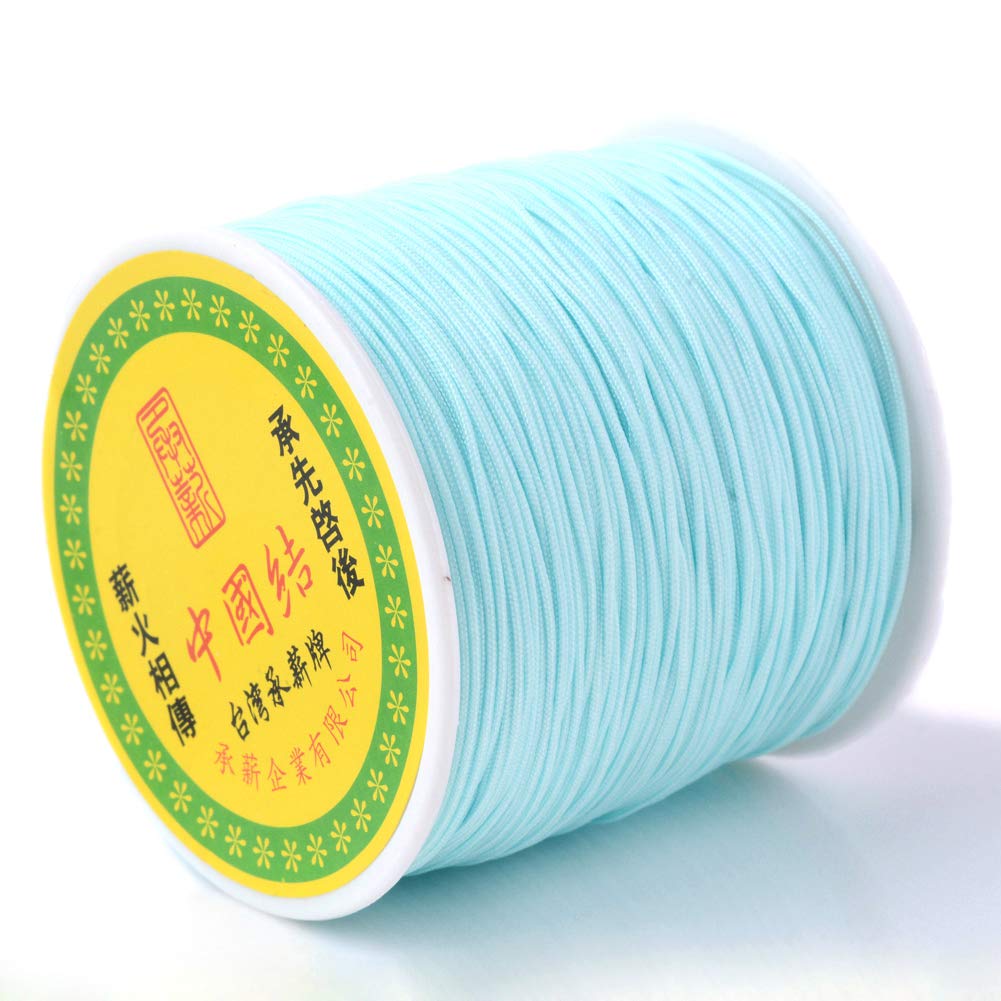 0.8mm Nylon Beading Thread Cord 100yards/roll Macrame Chinese Knotting Cord String for DIY Necklace Bracelet Craft Jewellery Making,PaleTurquoise — image 1