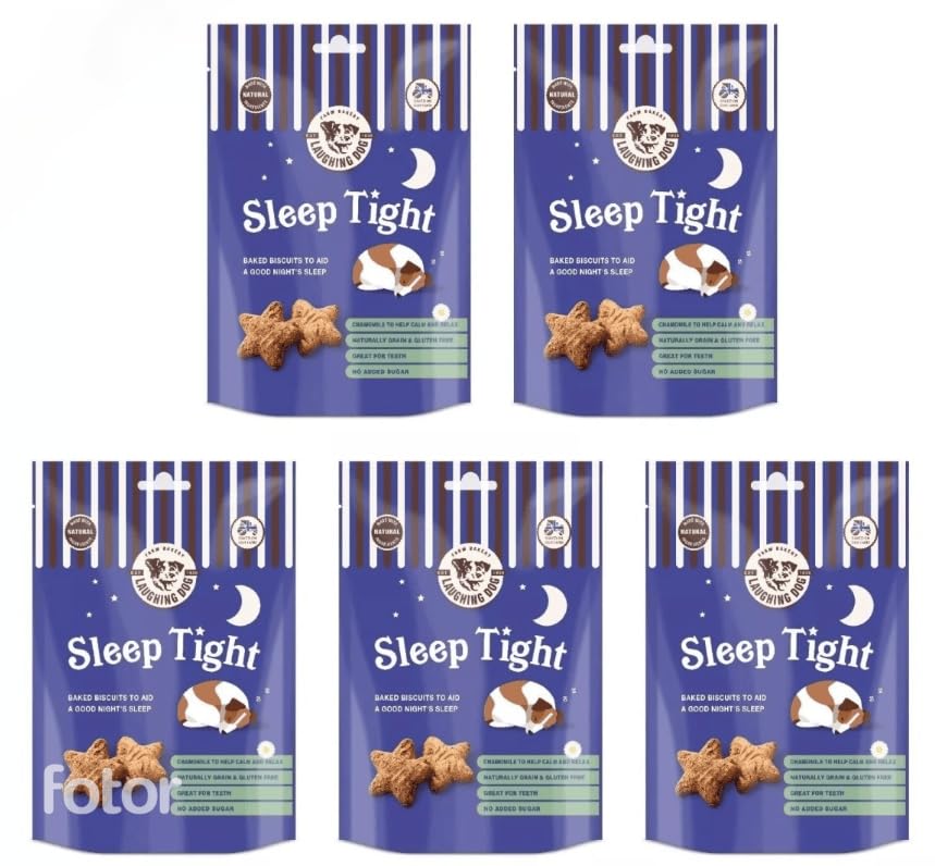 Sleep Tight - Calming Treats, Dog Biscuits, Naturally Grain Free Oven-Baked, Dog Treats, Gluten Free With No Added Sugar - Purple, 5 x 125g