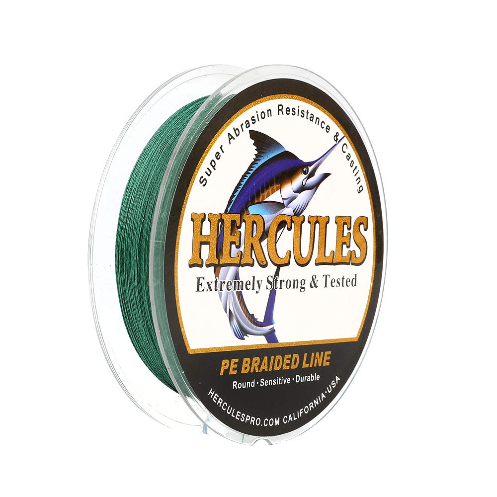 Hercules Super Strong 100M 109 Yards Braided Fishing Line 90 LB Test for Saltwater Freshwater PE Braid Fish Lines 4 Strands - Green, 90LB (40.8KG), 0.50MM — image 1