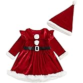 Thorn Tree Baby Girl Christmas Outfits Santa Dress Long Sleeve Velvet Romper Dress Warm Winter Outfit Newborn Infant Clothes