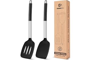 Pack of 2 Silicone Slotted Spatula,Non Stick Solid Kitchen Turner, High Heat Resistant BPA Free Cooking Utensils for Fish, Eg
