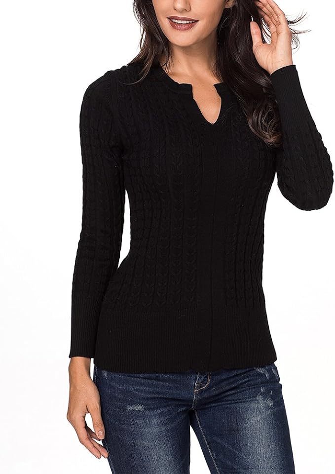 cable knit long sleeve sweater