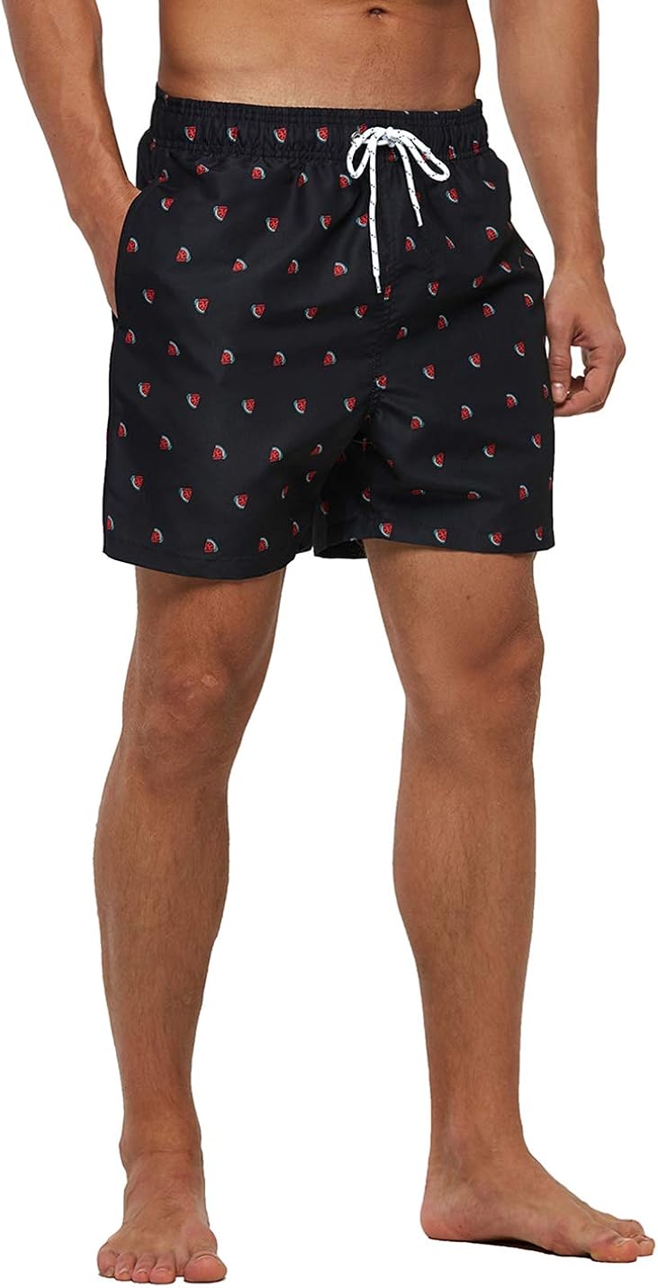 SILKWORLD Men's Swim Trunks Quick Dry Athletic Swimwear Shorts with Mesh Lining and Pockets: Clothing