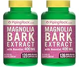 Piping Rock Magnolia Bark 400 mg Extract with Honokiol 2 Bottles x 120 Quick Release Capsules Herbal Supplement
