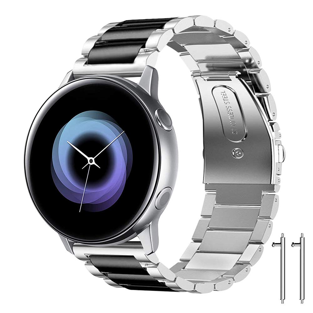 Diruite for Samsung Galaxy Watch Active 2 40mm(44mm)/Samsung Galaxy Active 40mm Strap,Plating Solid Stainless Steel,Butterfly double snap Bracelet Adjustable Replacement Wrist Bands - Mixing