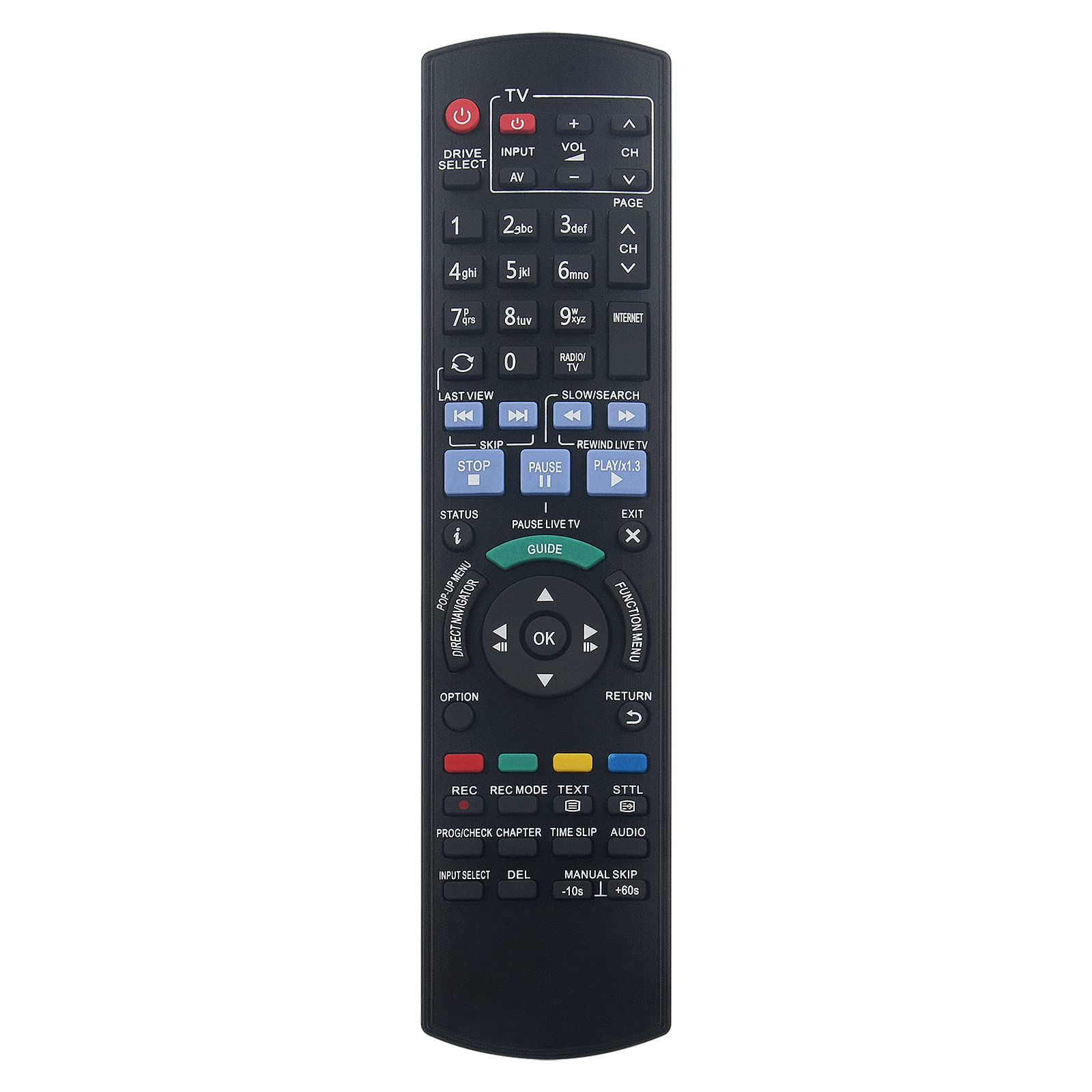 VINABTY Replaced Remote Fit for Panasonic Blu-ray Disc Recorder DMR-BCT74 DMR-BCT84 DMR-BCT845 DMR-BCT745 DMR-BCT740 DMR-BST845 Sub N2QAYB000759 DMR-BCT820 DMR-BCT720 DMR-BCT721 N2QAYB000986