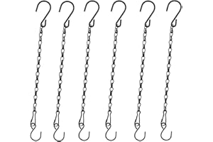 6Pcs 11 Inch Black Hanging Chains for Plants, Heavy Duty Plant Hanger with Hooks Clips, Bird Feeder Hanging Basket Extender K