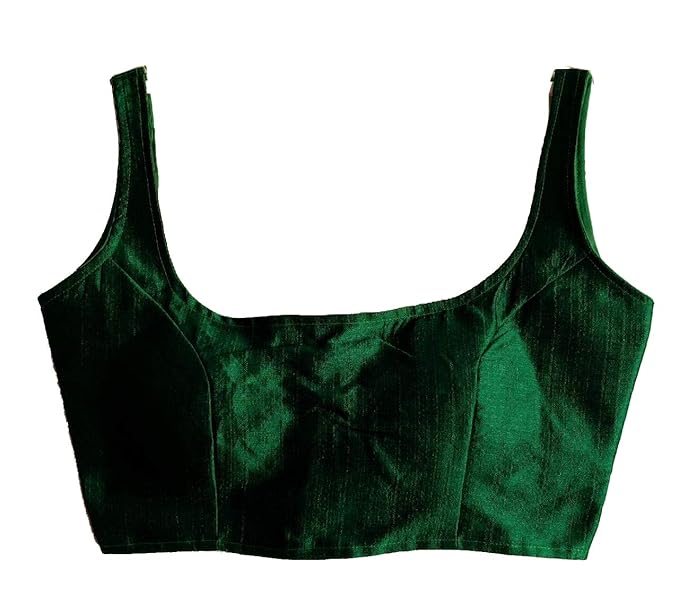 Women's Green Colour Sleeveless Readymade Saree Blouse (38 Size+margin)