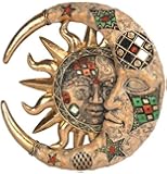 StealStreetG-63069 Tan Cracked Mosaic Crescent Moon and Sun Wall Plaque Decoration for Living Room