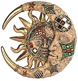StealStreet SS-G-63069 Tan Cracked Mosaic Crescent Moon and Sun Wall Plaque Decoration (Kitchen)