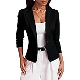 winkbay Women's 3/4 Sleeve Work Blazer Elegant Lapel Collar Business Casual Suit Jackets