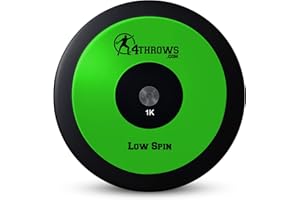 4THROWS Low Spin Competition Discus for Track & Field, High School, College, Men & Women — 70% Rim Weight, IAAF World Athletics Certified with Free Carry Bag, Neon Green and Black