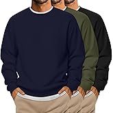 August Alley 3 Packs Mens Big and Tall Sweatshirts Long Sleeve Crew Neck Pullover Shirts Lightweight Casual Basic Tops