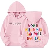 Sulayesh God is Within Her She Will Not Fall Hoodies for Girls Christian Jesus Sweatshirt Religious Bible Verse Preppy Top
