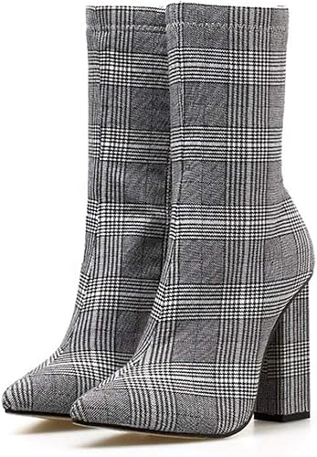 plaid kitten heel booties