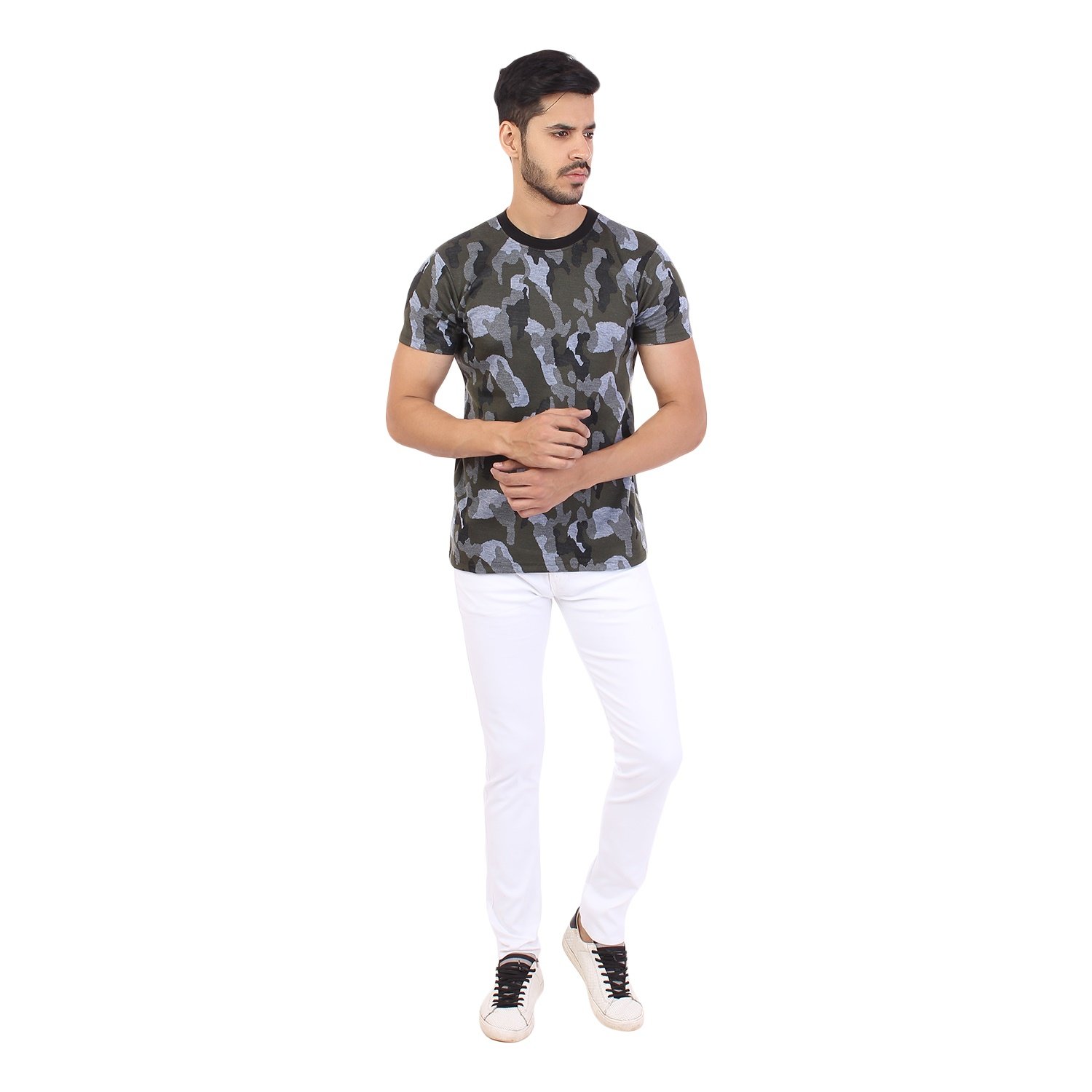 aarzu style mens white shot slim fit jean