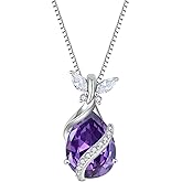 FYNSBLE Butterfly Necklace for Women 925 Sterling Silver 10 * 14 mm Pear-Shaped Birthstone Pendant Necklace Hypoallergenic Jewelry for Women