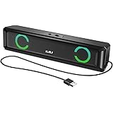 NJSJ USB Computer Speakers, Laptop External Speaker with Stereo Sound, RGB Lights, Loud Volume, Portable Small Computer Sound