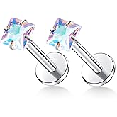 ENONTY 16G 18G 20G G23 Titanium Push in Labret Monroe Stud Threadless Lip Nose Stud Cartilage Medusa Conch Helix Lobe Tragus Earrings