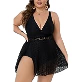 COCOPEAR Tankinis Plus Size Swimsuit for Women Mesh Tankini Tops High Waisted Bikini Bottoms Sexy Tummy Control Swimsuit