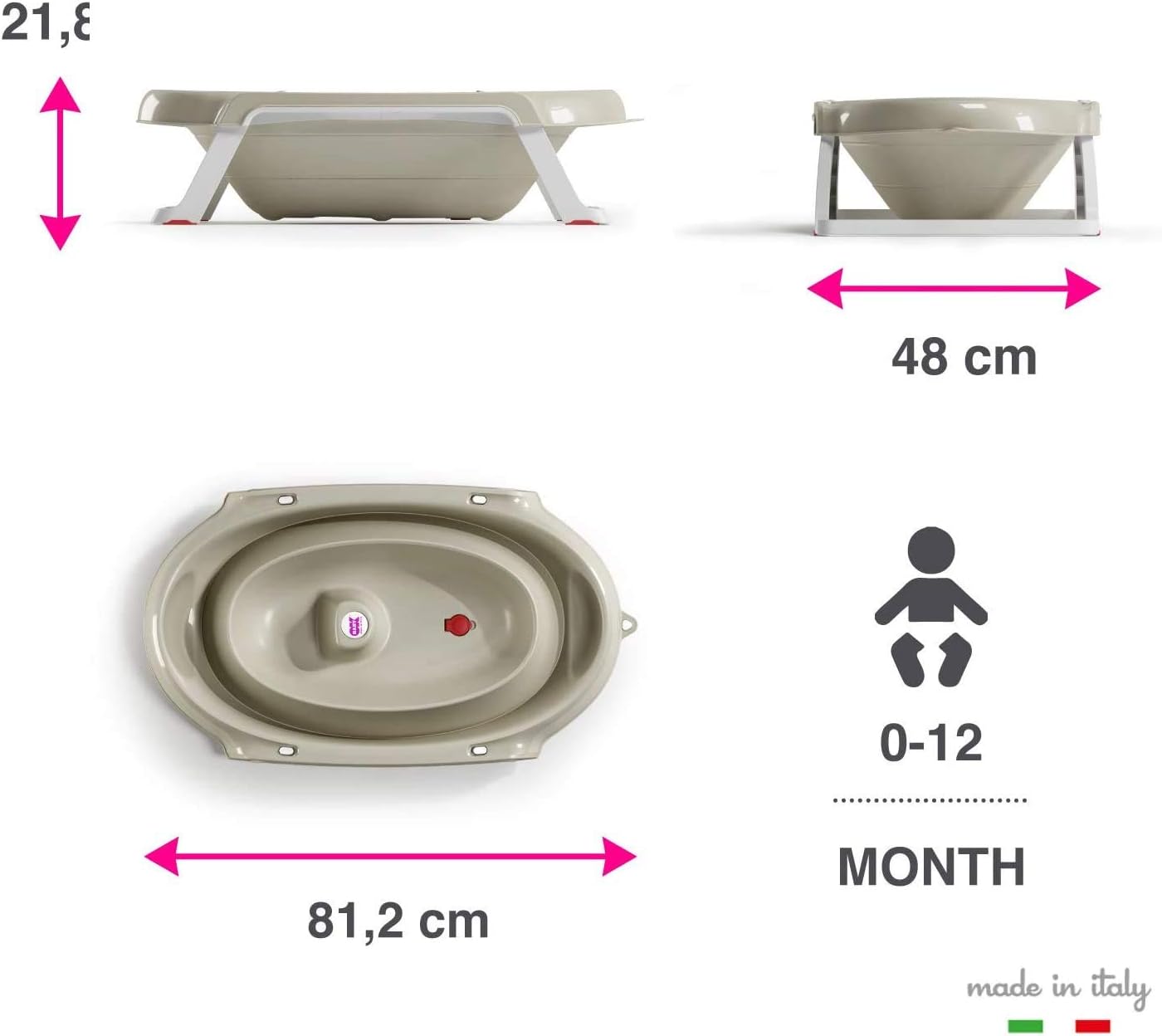 OKBABY Onda Slim Folding Baby Bath with support post, Aqua - Image 5