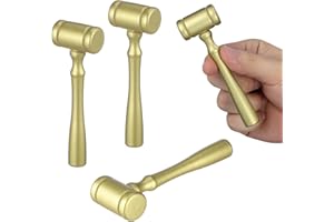 SHINEOFI 4PCS Wooden Judge Hammer Gold Judge Gavel Toy Mini Courtroom Lawyer Gavels Prop for Halloween Cosplay Party Justice Lawyer Auction Sale Costume Accessories