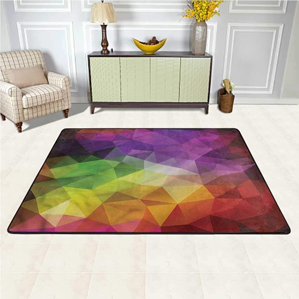 Carpet Abstract, Geometry Shape Polygon Living Room Carpets for Baby Children Playroom Women Yoga 4 x 4 Feet