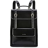 ECOSUSI Laptop Backpack for Women PU Leather Backpack Vintage for Laptop 15.6 inches Computer Bag College Bookbag