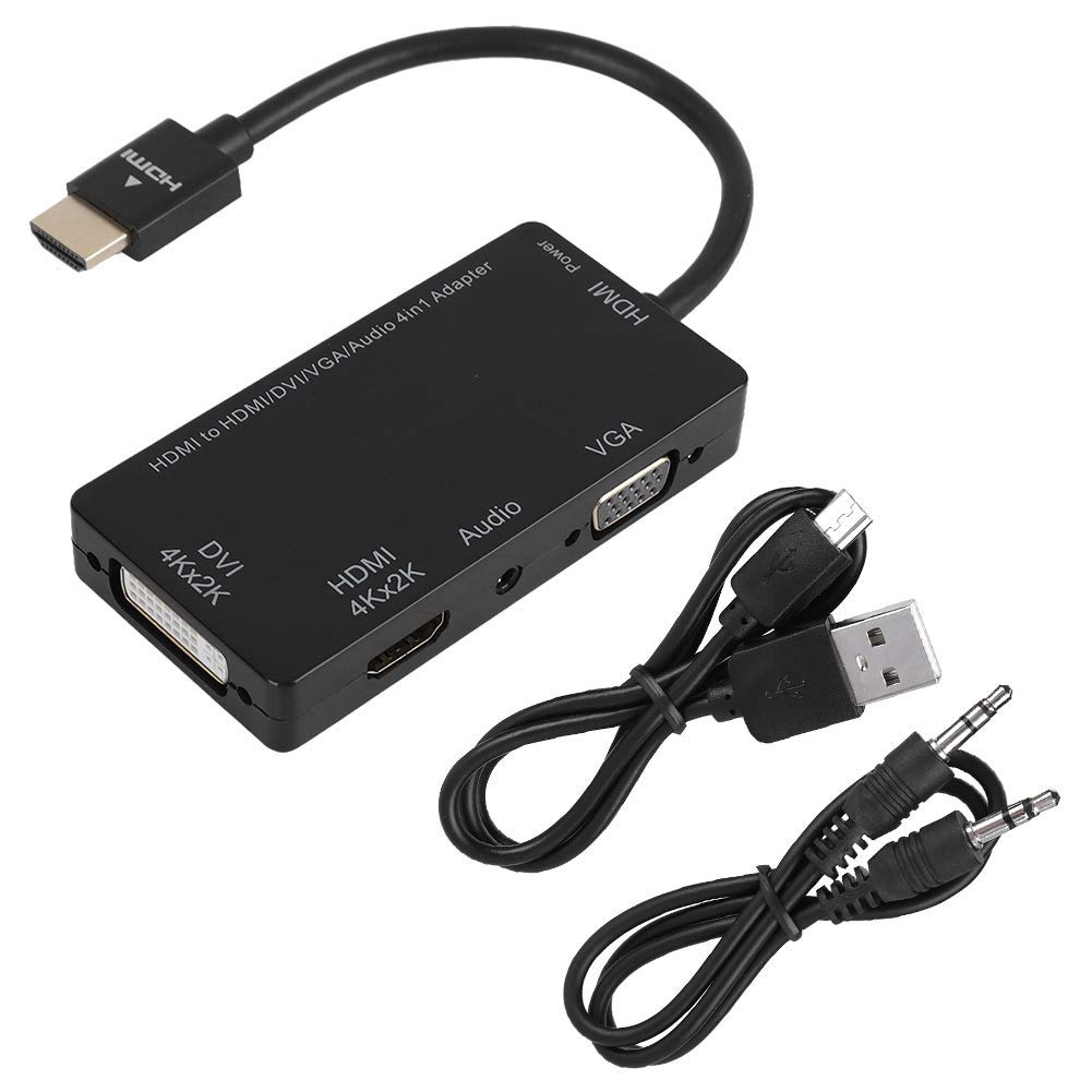 Garsent HDMI Adapter, 4 in 1 HDMI to DVI 4K / VGA/HDMI 4K / Audio Video Conversion Cable Audio Converter for DV, Tablet, Set-Top Box, TV, Computer, Projector, etc.