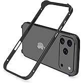 LUVI Compatible with iPhone 17 Pro Max Bumper Case Metal Frame Edge No Back Silicone Protective Heat Dissipation Ultra Thin Slim Lightweight Luxury Shockproof Cover for Women Man-Black