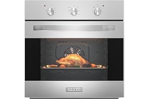Empava 24 inch Electric Single Wall Oven with 6 Cooking Modes, Convection Fan, Mechanical Knob Control, 2.3 Cu.ft. Capacity, 2800W
