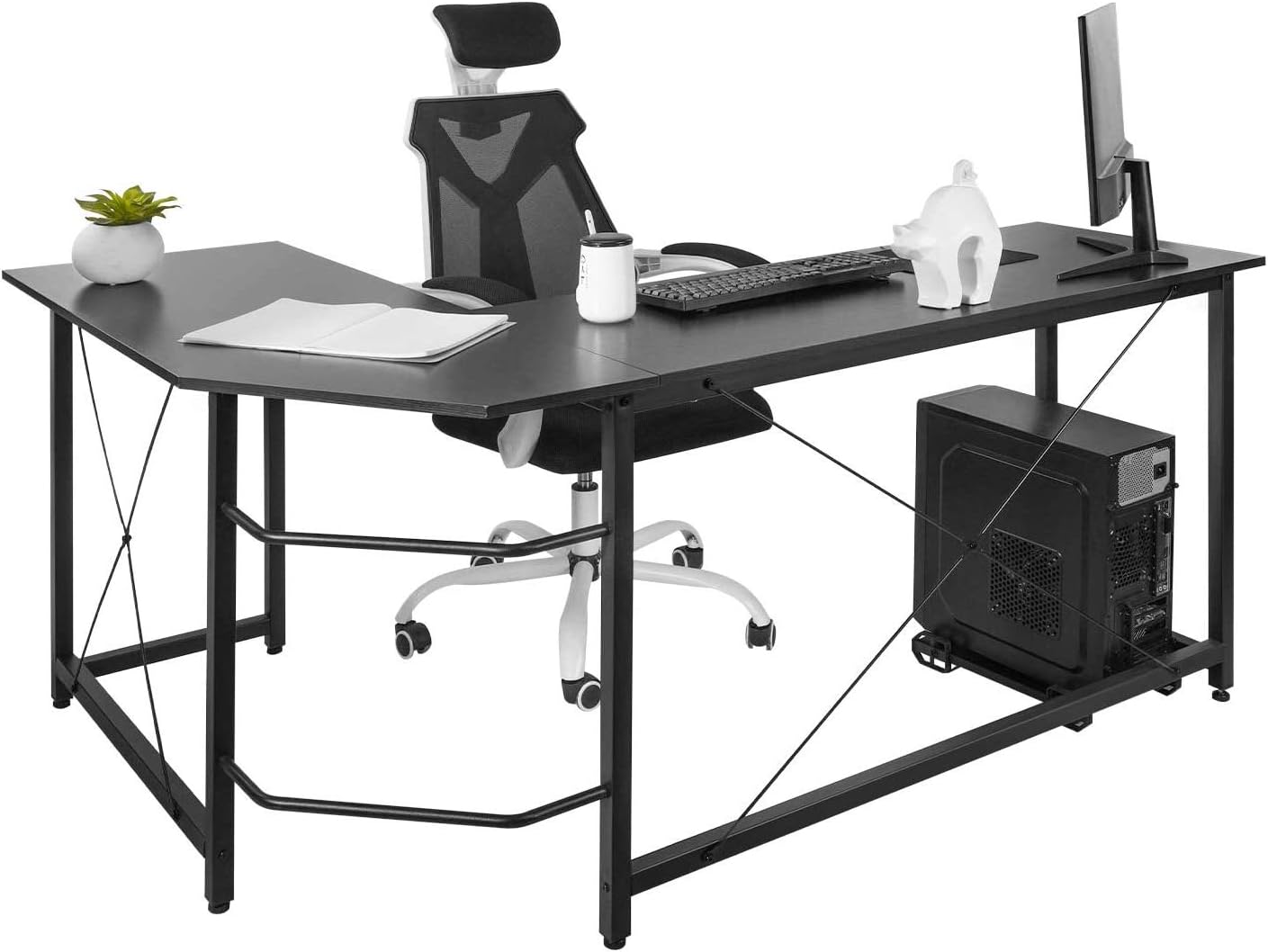 Dawoo L-förmiger Schreibtisch, Gaming-Computer-Eckschreibtisch PC