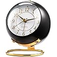 Analog Alarm Clocks,Retro Backlight Cute Simple Design Small Desk Clock with Night Light,Silent Non-Ticking,Battery Powered,for Kids,Bedroom,Travel,Kitchen,Bedside Desktop. (Black)